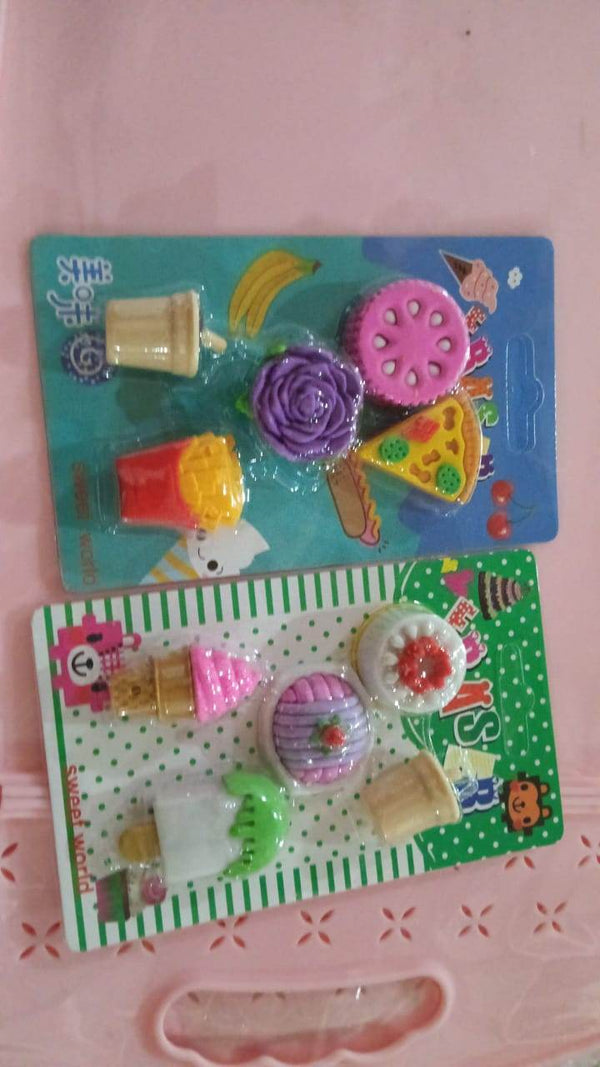 3D Mix Design Fancy & Stylish Colorful Erasers, Mini Eraser Creative Cute Novelty Eraser for Children Different Designs Eraser Set for Return Gift, Birthday Party, School Prize (1 Set) - dailyneed.life