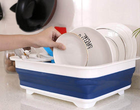 Collapsible Folding Silicone Dish Drying Drainer Rack with Spoon Fork Storage Holder - dailyneed.life