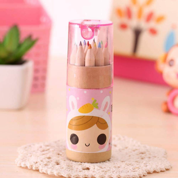 12 Mini Colouring Pencils with Sharpener, Kids Drawing Set for School & Sketching - dailyneed.life