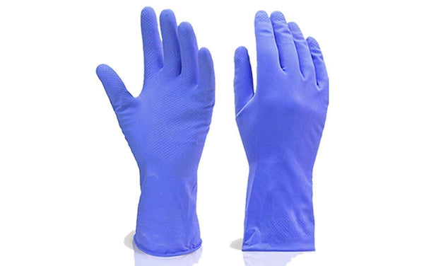 Flock line Reusable Rubber Hand Gloves (Blue) - 1pc - dailyneed.life