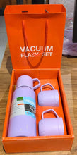 Purple Vacuum Flask Set – Stainless Steel Thermos with 3 Cups, Approx 500ml - dailyneed.life