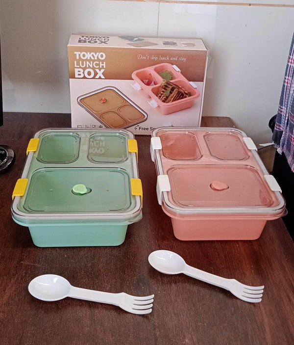 Plastic Lunch Box for Kids, Lunch Box for Kids 3 Compartment Insulated Lunch Box Tiffin Box for Boys, Girls, School & Office Men (3 Compartment Lunch Box) - dailyneed.life
