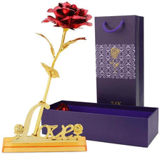 24k Gold Rose,hicoosee Gold Foil Plated Rose with LOVE Stand and Gift Box for Anniversary, Birthday, Wedding , Christmas ,Thanks giving - dailyneed.life