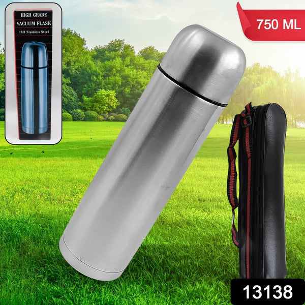 Vacuum Flask With Cover, 18/8 Stainless Steel | Hot and Cold Water Bottle with Push-Down Lid | Double Walled Stainless Steel Bottle for Travel, Home, Office, School, Picnic (750 ML) - dailyneed.life