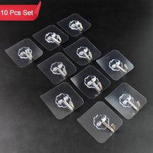 Self Adhesive Transparent Sticky Plastic & Stainless Steel Wall Hooks (10 Pcs Set) - dailyneed.life