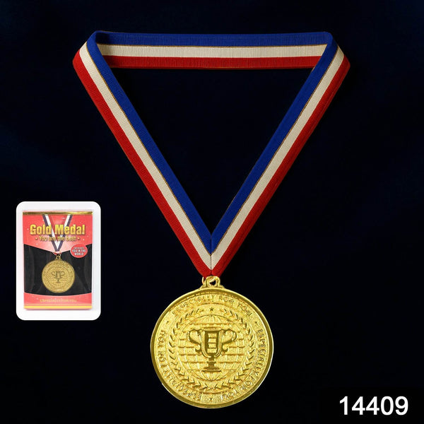 Gold Metal Medal with Tricolor Ribbon (1 Pc) - dailyneed.life