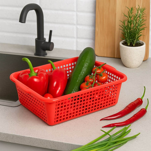 Plastic 1 Pc Kitchen Small Size Dish Rack Drainer Vegetables and Fruits Washing Basket Dish Rack Multipurpose Organizers (29x22CM Mix Color) - dailyneed.life