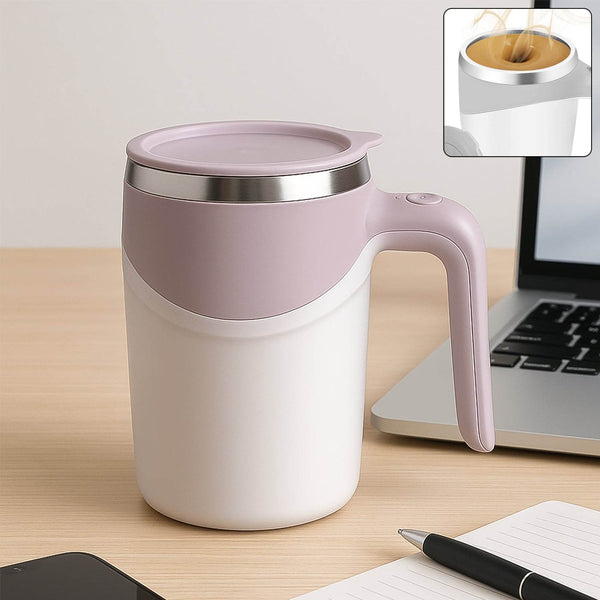 Stirring Coffee Mug | Magnetic Stirring Coffee Cup | Stainless Steel Mug for Milk | Travel Mixing Cup | Self Stirring Coffee Mug, Suitable for Coffee / Milk / Hot Chocolat | Battery Operated ( Battery Not Included) - dailyneed.life