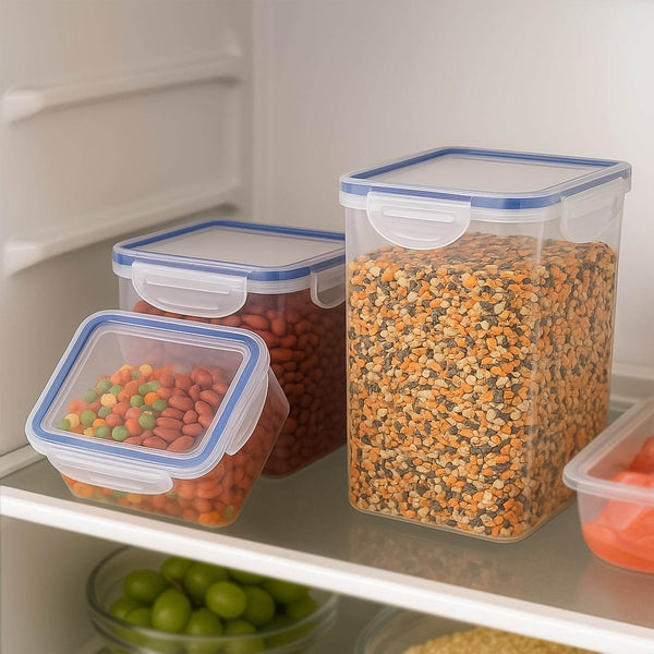Classics Rectangular Plastic Airtight Food Storage Containers with Leak Proof Locking Lid Storage container set of 3 Pc( Approx Capacity 500ml,1000ml,1500ml, Transparent) - dailyneed.life
