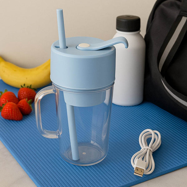 2 In1 Portable Crusher Juicer With Handle & Straw for Smoothie Sipper USB Rechargeable (340 ml) 6 Stainless Steel Blades Compact Juicer Mixer, Juicer Portable Fresh Juice Blender Portable Electric Juicer ( 340 ML ) - dailyneed.life