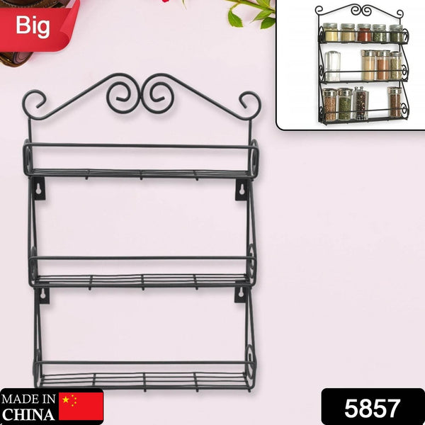 Big Wall Mounted Iron Wall Shelf with 3 Storage Racks for Kitchen, Pantry, Cabinet, Counter top or Free Standing, Rack Holder for Kitchen - dailyneed.life