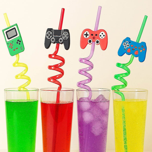 Plastic Straws Reusable Drinking Straws (4 pc Set / Mix design) - dailyneed.life