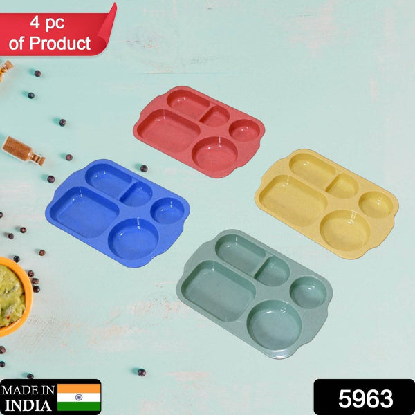 Divided Plates, 5 Compartments 32 CM Split Plates, Shatterproof Separating Plates For Kids And Adults, Microwave and Dishwasher Tableware Set, Multi-Colour, Modern (4 Pc Set) - dailyneed.life