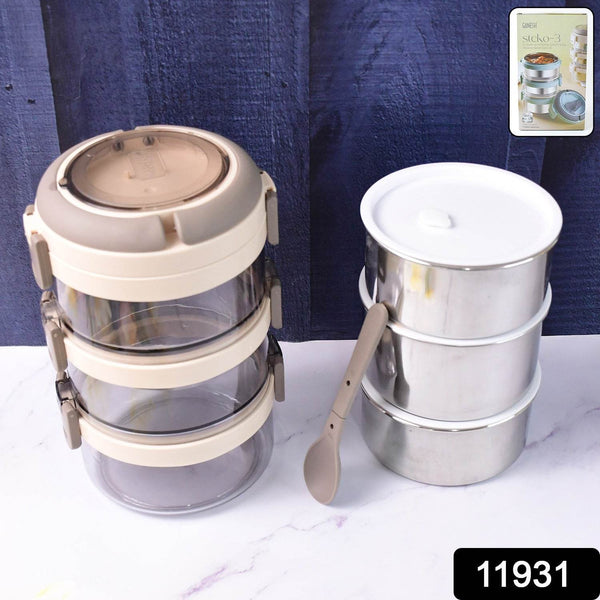 Ganesh Steko-3 Triple Layer Stainless Steel Insulated Lunch Box Set - dailyneed.life