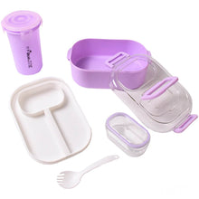 Plastic Lunch Box With Small Box, Bottle & Sponn for Kids Lunch Box (4 Pc Set) - dailyneed.life
