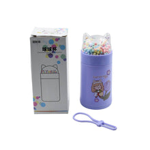 Girl Glass Water Bottle for School with Kid Sparkle Strap Cat Lid Sequins Glitter Glass Cup Birthday Gift Children 350ml (MOQ :- 75 pc) - dailyneed.life