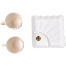 Cerntric Ceramic Tea Cup With Plastic Square Shape Serving Platter Milk Cup 3pc Set - dailyneed.life
