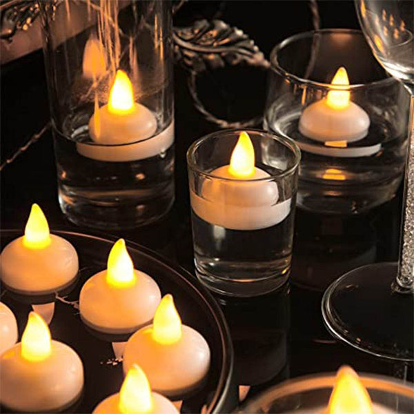 8-Piece Battery Operated Flameless Floating Candles in Transparent Box – Decorative Wedding Tea Lights, Diwali - dailyneed.life