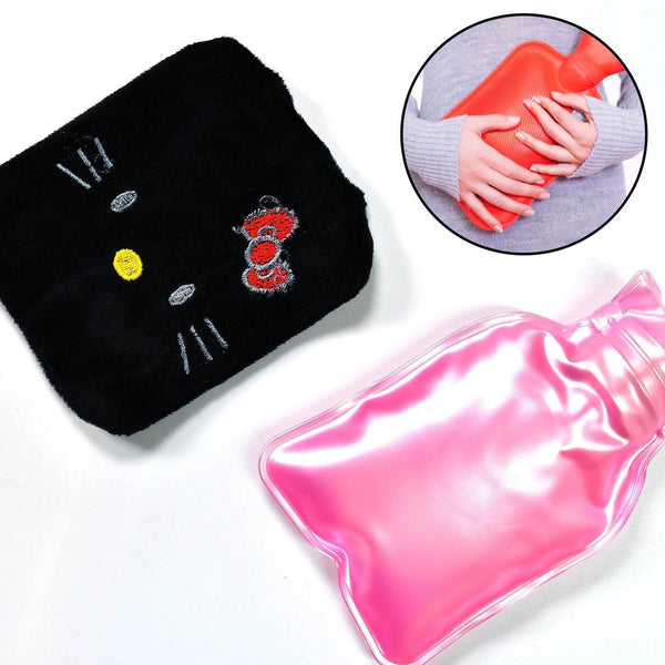Black Small Hot Water Bag with Cover – Pain Relief & Warmer - dailyneed.life