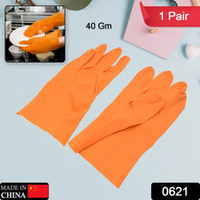 Multipurpose Rubber Reusable Cleaning Gloves, Reusable Rubber Hand Gloves I Latex Safety Gloves I for Washing I Cleaning Kitchen I Gardening I Sanitation I Wet and Dry Use Orange Gloves (1 Pair 40 Gm) - dailyneed.life