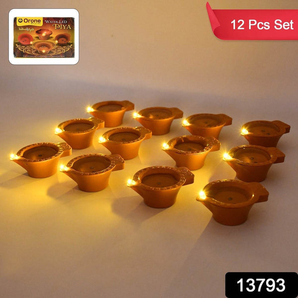 Flower Water Sensor Diyas for Diwali Decoration, Diwali (12 Pcs Set) - dailyneed.life