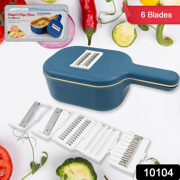 Vegetable Slicer Cutter - 6 Blades Kitchen Accessories, Tools & Appliances with Container & Handle (1 Set) - dailyneed.life