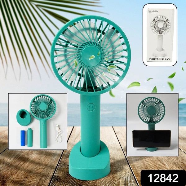 Portable Handheld Fan With 3 Speeds Battery Operated Fan Rechargeable Multi Colors As Base Phone Holder Fan (Battery Included) - dailyneed.life