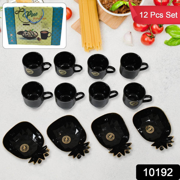 Pine Junction Ceramic Tea / cups / Mug Set With Pineapple Shape Serving Bowl (12 Pcs set) - dailyneed.life