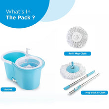 Plastic Spinner Bucket Mop 360 Degree Self Spin Wringing with 2 Absorbers for Home and Office Floor Cleaning Mops Set - dailyneed.life