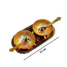 Gold Silver Plated 2 Bowl 2 Spoon Tray Set Brass with Red Velvet Gift Box Serving Dry Fruits Desserts Gift - dailyneed.life