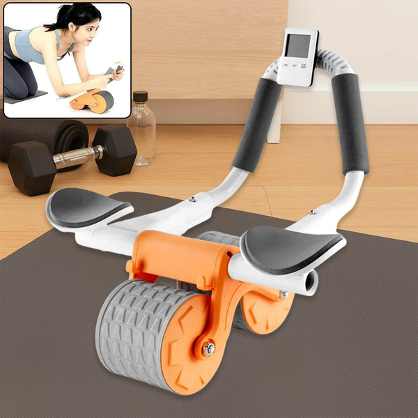 Automatic Rebound Abdominal Wheel, Ab Roller Wheel with Timer Elbow Support for Beginners, Exercise Double Wheel with Knee Mat Holder for Body Fitness Strength Training Home Gym - dailyneed.life