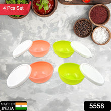 Multipurpose Small Round Plastic Bowl / Katori With Lid, Microwave Safe Reusable Lightweight Bowl, Dishwasher Safe Chutney Bowl (4 Pcs Set) - dailyneed.life