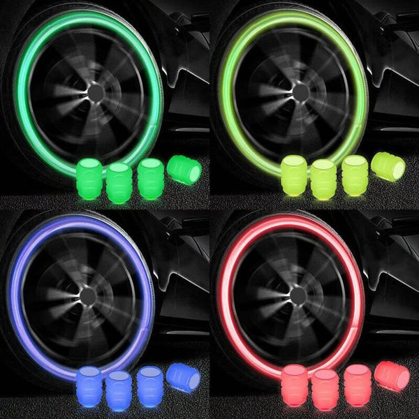 Tyre Valve Caps Luminous Glow Car Tire Air Stem Valve Cap Covers vaal cap ( 4 Pcs Mix Colour) - dailyneed.life