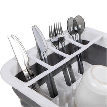 Collapsible Folding Silicone Dish Drying Drainer Rack with Spoon Fork Storage Holder - dailyneed.life