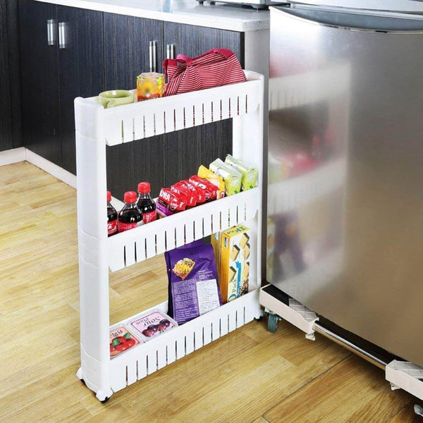 Multipurpose 3 Layer Slim Side Space Saving Storage Organizer Rack Shelf - dailyneed.life