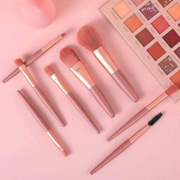 8-Piece Mini Makeup Brush Kit – Portable Premium Synthetic Set with Case (Mix Colors) - dailyneed.life