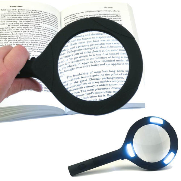 Magnifying Glass with 3 Led Light 3X Power and Rubberized Handle - dailyneed.life