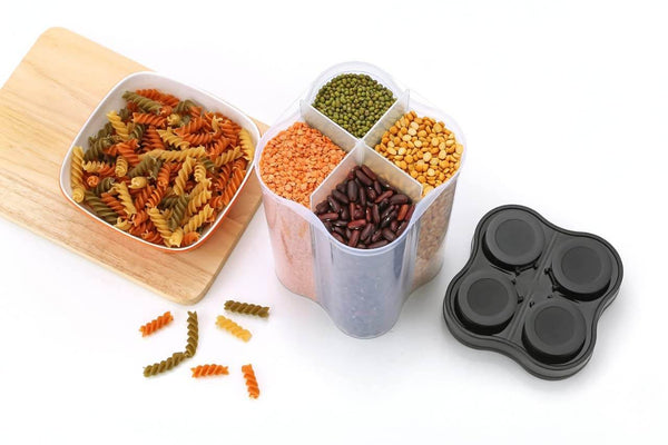 Plastic Lock Food Storage 4 Section Container Jar for Grocery, Fridge Container. - dailyneed.life