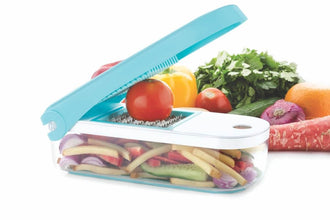 Ganesh 7 in 1 Plastic Vegetable Dicer, Blue - dailyneed.life