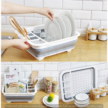 Collapsible Folding Silicone Dish Drying Drainer Rack with Spoon Fork Storage Holder - dailyneed.life