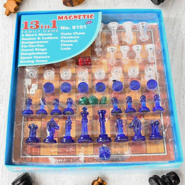 13 in 1 Family Board Game Chess, Snakes & Ladders, Ludo, Tic-Tac-Toe, Checkers, Travel Bingo, Football, Space Venture, Steeplechase Set for Kids - dailyneed.life