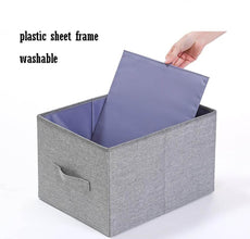 FOLDABLE STORAGE BOX WITH LID AND HANDLES, COTTON AND LINEN STORAGE BINS AND BASKETS ORGANIZER FOR NURSERY, CLOSET, BEDROOM, HOME - dailyneed.life