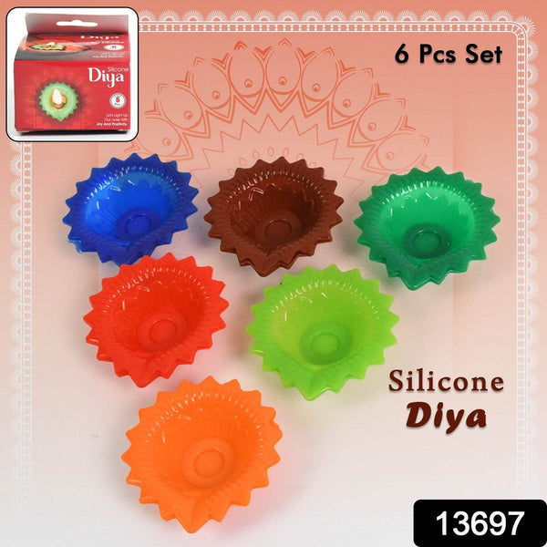 Silicone Diya for Diwali Attractive Design Colourful Diya Combo, Diwali (6 Pcs Set) - dailyneed.life
