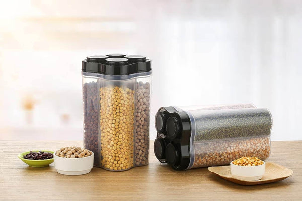 Plastic Lock Food Storage 4 Section Container Jar for Grocery, Fridge Container. - dailyneed.life