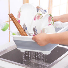 Collapsible Folding Silicone Dish Drying Drainer Rack with Spoon Fork Storage Holder - dailyneed.life