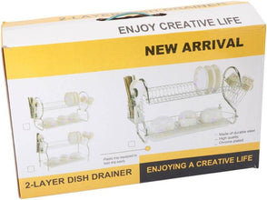 STAINLESS STEEL RECTANGLE DISH DRAINER RACK / BASKET WITH DRIP TRAY - dailyneed.life