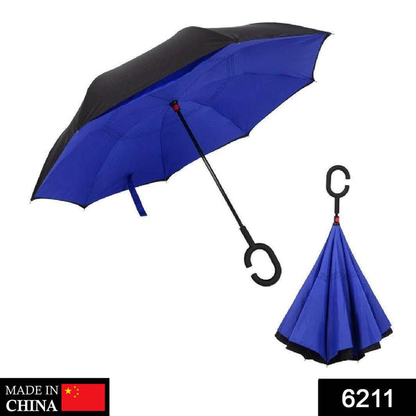 Plain design Windproof Upside Down Reverse Umbrella with C-Shaped Handle - dailyneed.life