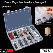 36 Grids Clear Plastic Organizer Jewelry Storage Box with Adjustable Dividers, Transparent Organizer Box (1pc) - dailyneed.life