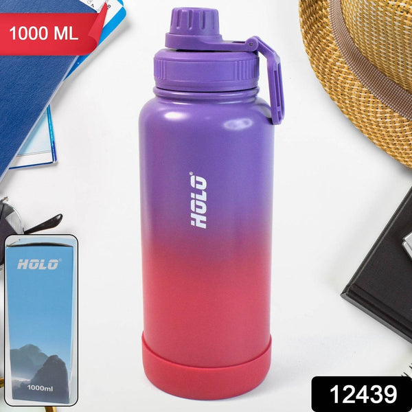 Two Tone Pink Stainless Steel Water Bottle | Copper Coated Vacuum Insulation | Powder Coated | Secure Grip | Leakproof Easy Pour Cap (1000ml) - dailyneed.life