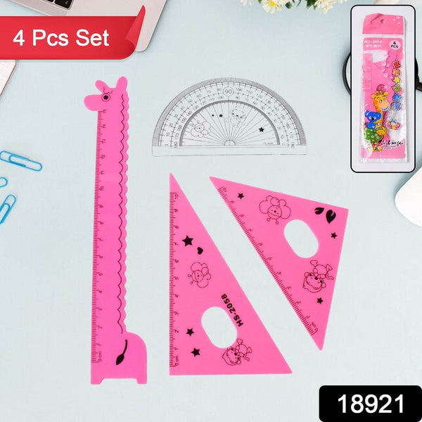 Cute Cartoon Giraffe Ruler / Scale Meter Ruler / Triangle Ruler (4 Pc Set) - dailyneed.life